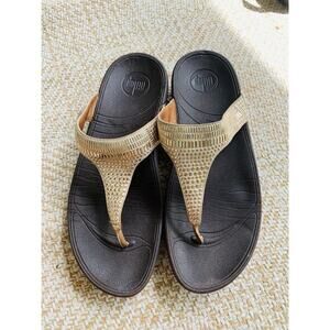 FitFlop Aztek Chada Summer Thong Sandals Womens Size 9 Rose Gold